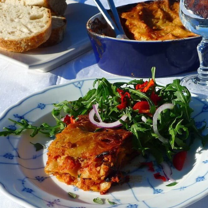  Vegansk lasagne med hvit saus