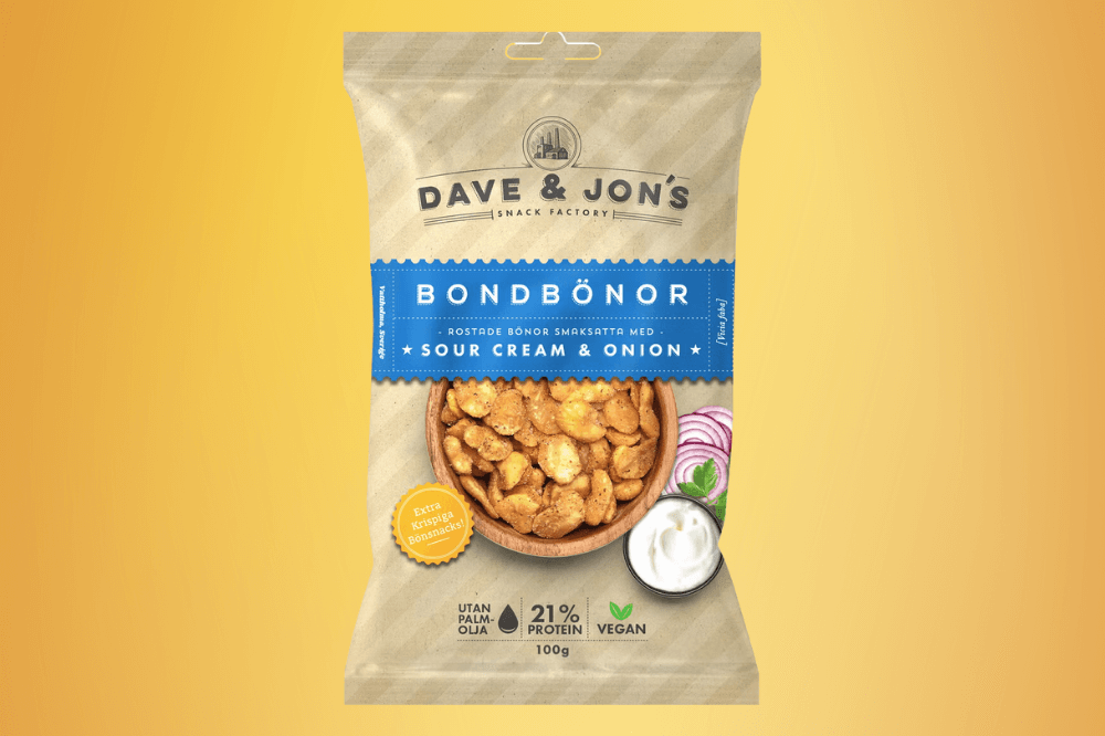 Veggisnyhet: Dave & Jon’s Bondebønner med Sour Cream & Onion