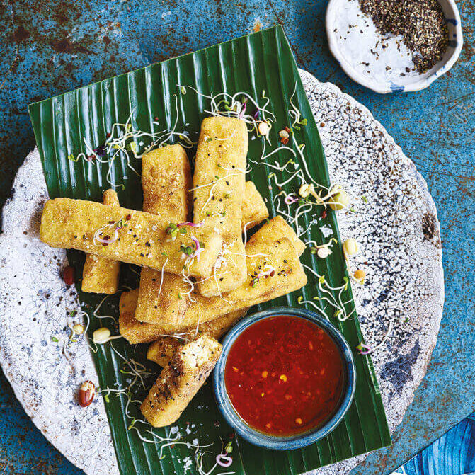  Fritert tofu-snacks med salt og pepper