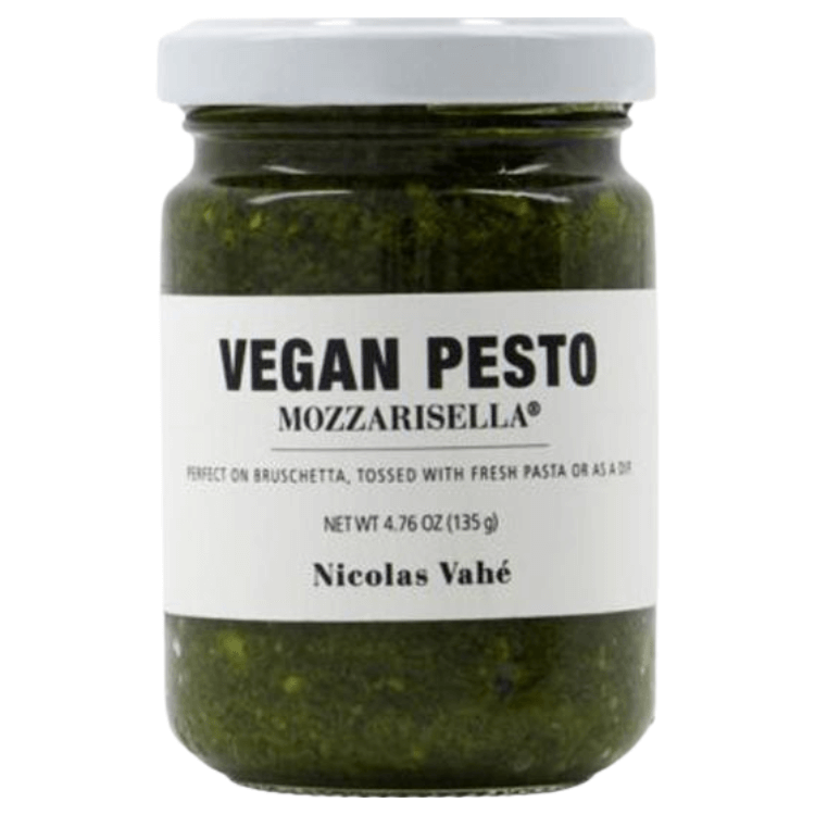 Vegansk pesto med osteerstatningen mozzarisella.